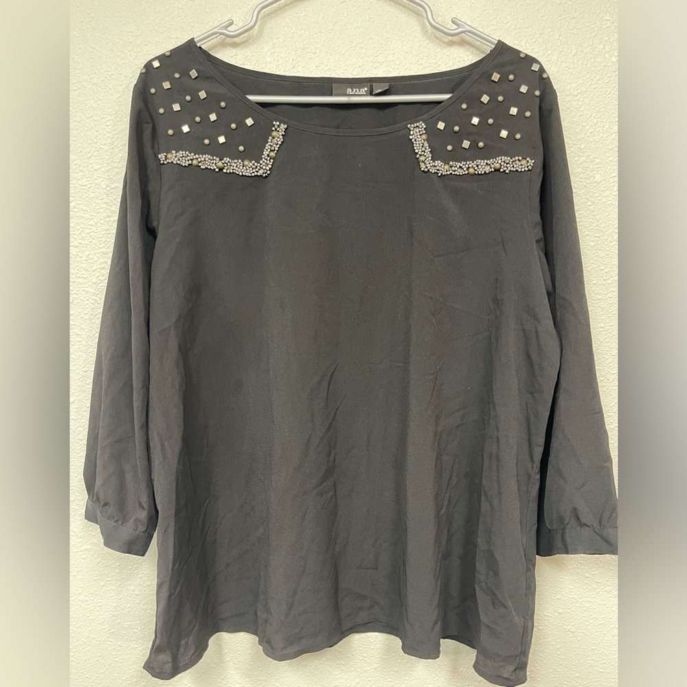 A.N.A  Black scoop neck blouse